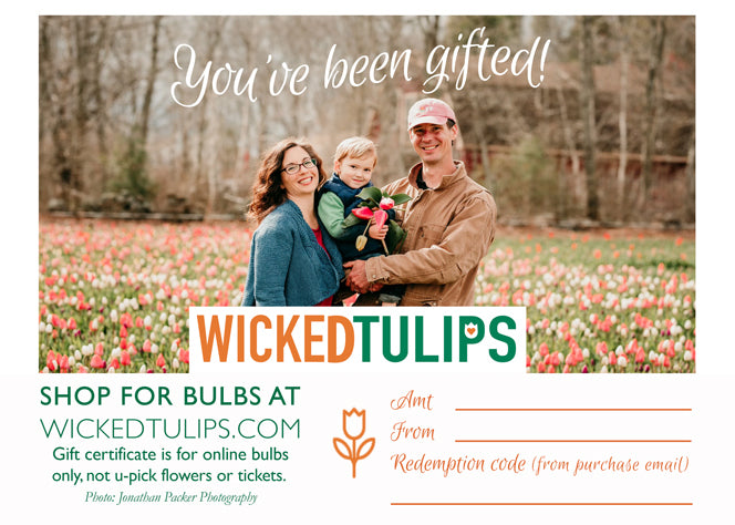 Gift card: Not valid for tickets or U-pick flowers.